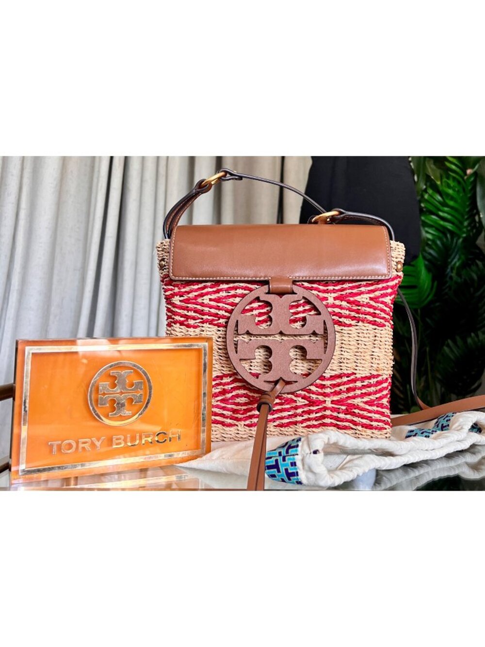 AUTHENTIC TORY BURCH RED STRIPED MILLER SHOULDER BAG/CROSSBODY